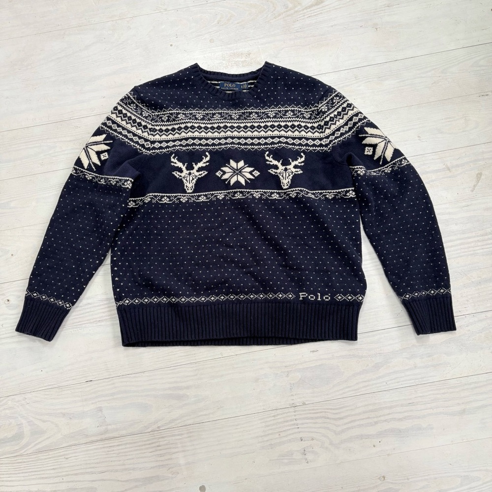 Polo Ralph Lauren Men’s Size XL Fair Isle Deer Snowflake Winter Crewneck Sweater